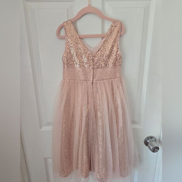 Rose Gold Sparkling Girls Dress - Picture 2 of 4